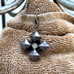 Sabika Silver tone Cross Pendant with Austria center stone Crystal Accent